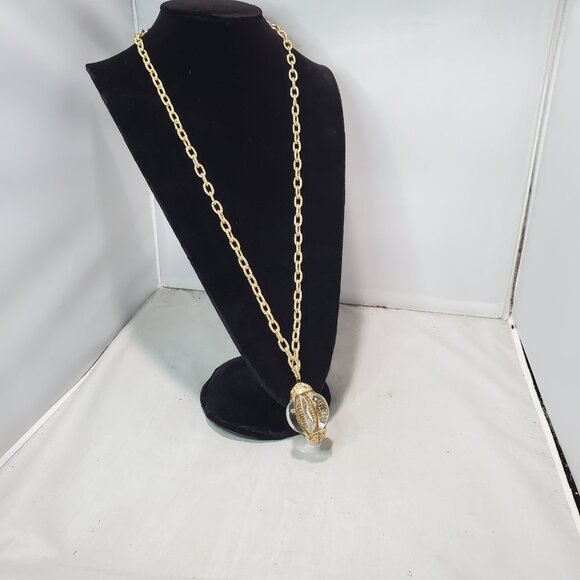 Banana Republic Gold-Tone Link Necklace with Crystal Pendant - Picture 2 of 8